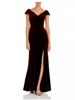 Women's Velvet Off-Shoulder Burgundy Dress